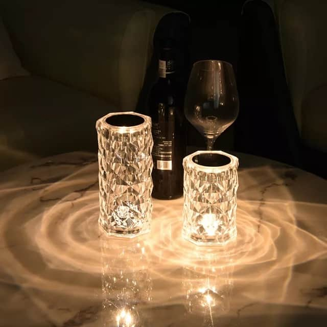 Crystal-diamond-lamp-table-touch-led-control-16-colours-on-table-illuminating-room-next-to-wine-glass